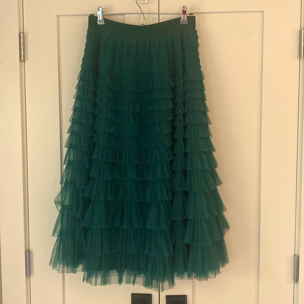 Long layered tulle skirt. Forest green. Fully lined. Never worn
